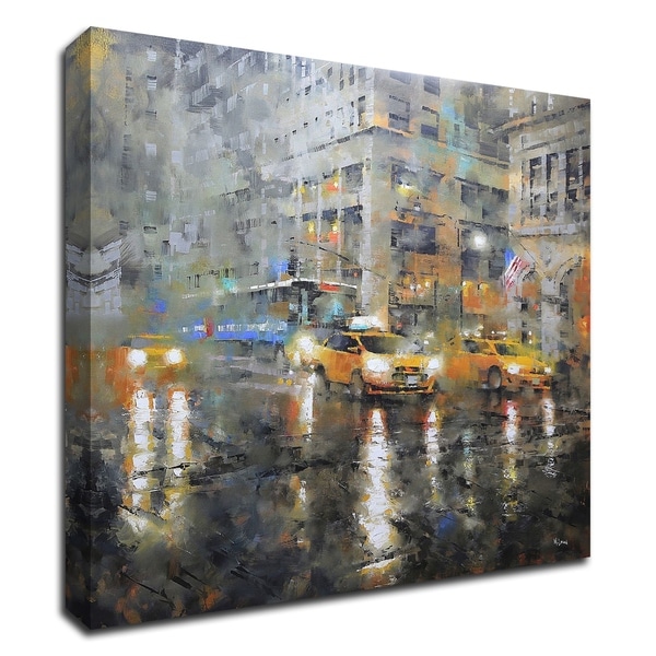 "Manhattan Orange Rain" by Mark Lague, Print on Canvas, Ready to Hang