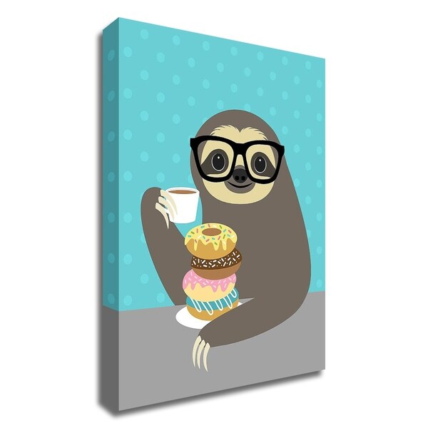 "Snacking Sloth" by Nancy Lee, Print on Canvas, Ready to Hang