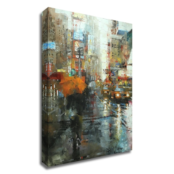 "Manhattan Orange Umbrella" by Mark Lague, Print on Canvas, Ready to Hang