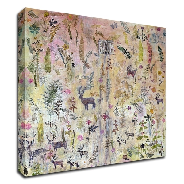 "Stags and Flowers" by Dawn Stacey, Print on Canvas, Ready to Hang