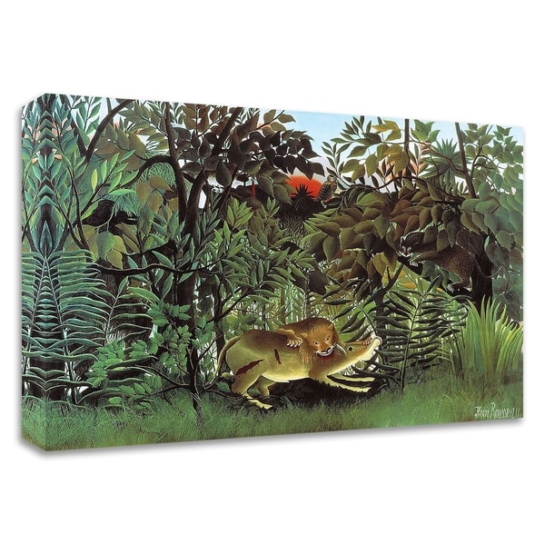 "The Hungry Lion" by Henri Rousseau, Print on Canvas, Ready to Hang