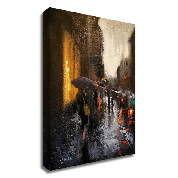 "Village Cafe in Rain" by Chin H. Shin, Print on Canvas, Ready to Hang