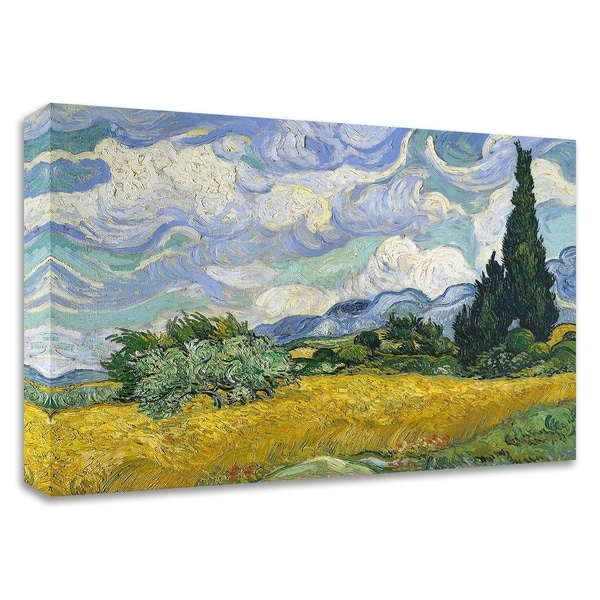 "Wheat Field with Cypresses" by Vincent Van Gogh, Print on Canvas, Ready to Hang