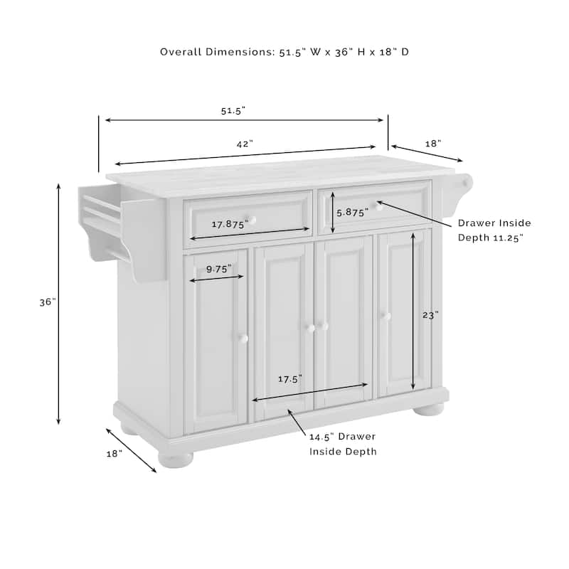 Crosley Alexandria Granite Top Kitchen Island - 18"d x 51.5"w x 36"h