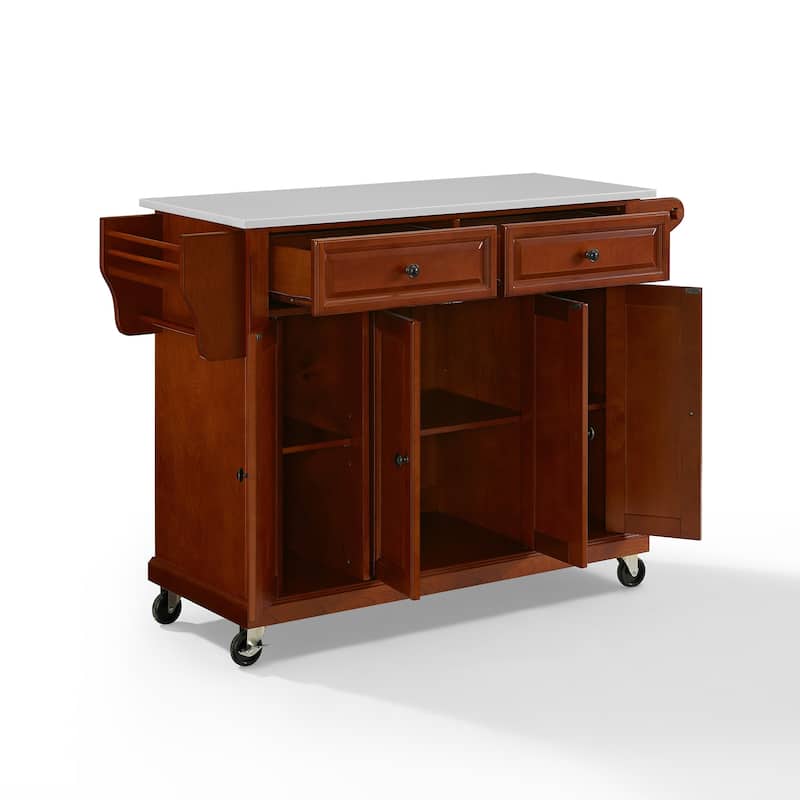 Crosley Full Size Granite Top Kitchen Cart in Cherry - 51.5 "W x 18 "D x 36.5 "H