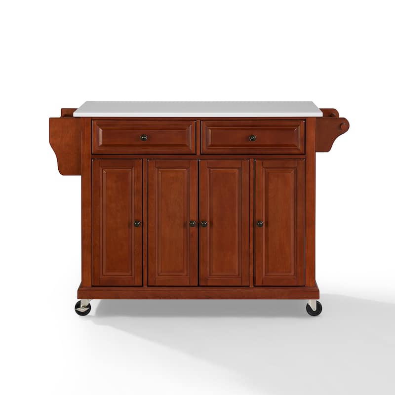 Crosley Full Size Granite Top Kitchen Cart in Cherry - 51.5 "W x 18 "D x 36.5 "H