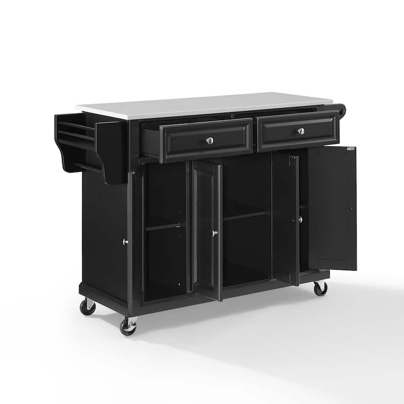 Crosley Full Size Granite Top Kitchen Cart in Black