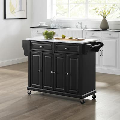 Crosley Full Size Granite Top Kitchen Cart in Black