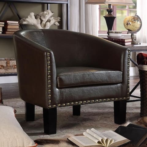 Moser Bay Furniture Isabela Faux Leather Barrel Club Chair