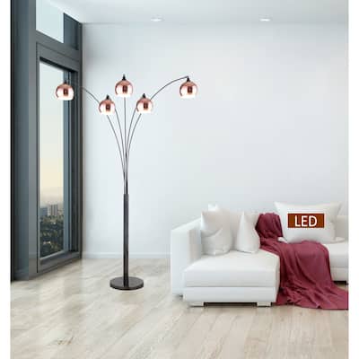 Amore 86" Two-tone Rose Copper & Jet Black LED Tree Floor Lamp