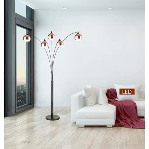 Amore 86" Two-tone Rose Copper & Jet Black LED Tree Floor Lamp