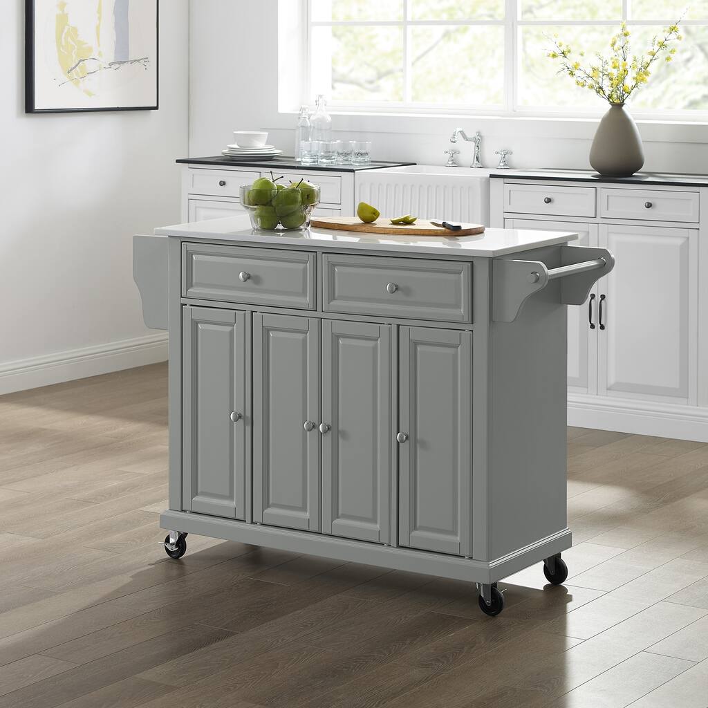 Crosley Full Size Granite Top Kitchen Cart/Island Gray/White - 51.5 "W x 18 "D x 36.5 "H