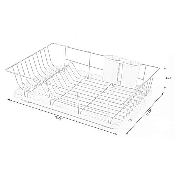 Stainless Steel Dish Rack with Plastic Drain Board and Utensil Cup ...