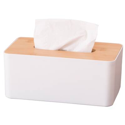 Bamboo Removable Top Lid Rectangular Tissue box