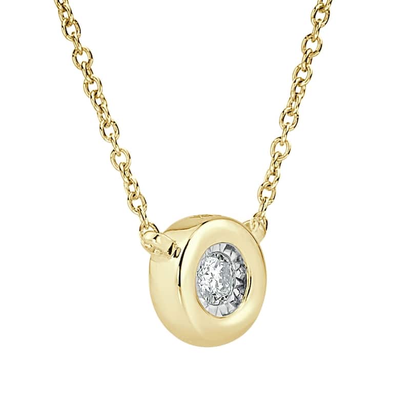 Auriya 14k Gold 1/10ctw Bezel Solitaire Diamond Necklace (H-I, I1-I2)