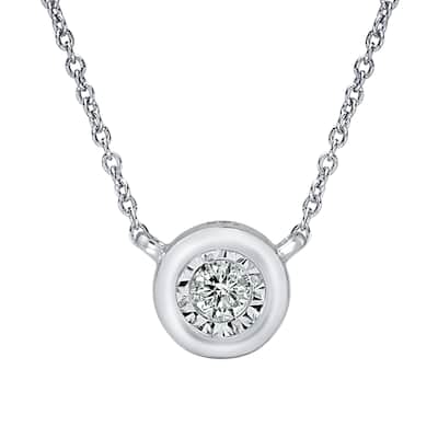 Auriya 14k Gold 1/10ctw Bezel Solitaire Diamond Necklace (H-I, I1-I2)