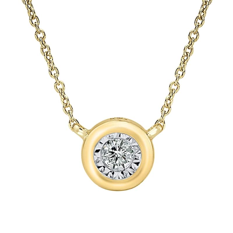 Auriya 14k Gold 1/10ctw Bezel Solitaire Diamond Necklace (H-I, I1-I2)