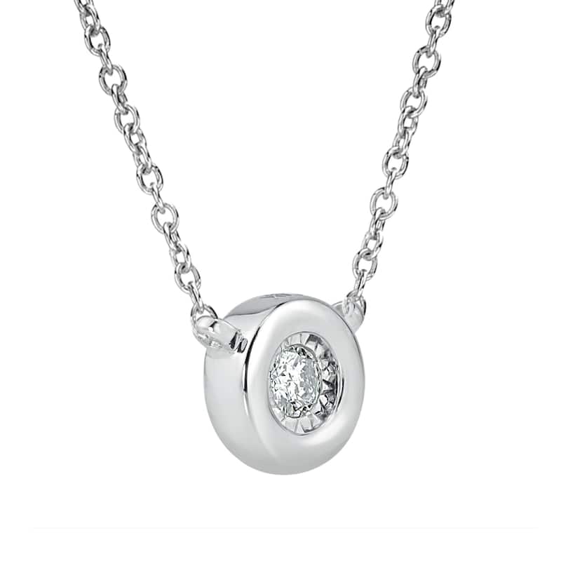 Auriya 14k Gold 1/10ctw Bezel Solitaire Diamond Necklace (H-I, I1-I2)