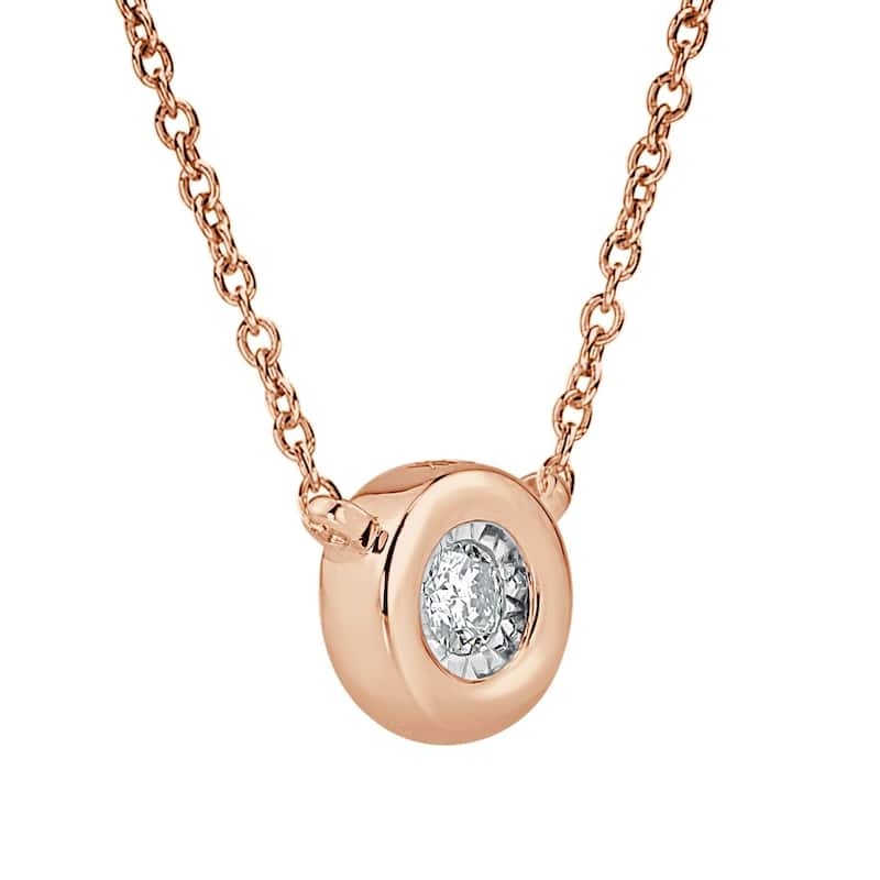 Auriya 14k Gold 1/10ctw Bezel Solitaire Diamond Necklace (H-I, I1-I2)
