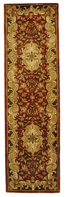 Handmade Classic Juliette Rust/ Green Wool Rug (23 X 8)