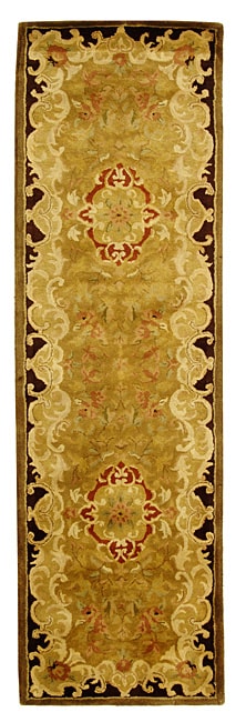 Handmade Classic Juliette Gold Wool Rug (23 X 8)