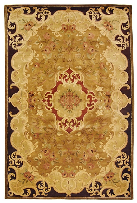 Handmade Classic Juliette Gold Wool Rug (6 X 9)