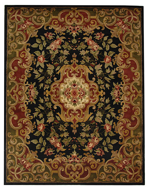 Safavieh Handmade Classic Juliette Black/ Green Wool Rug - 8'3" x 11'