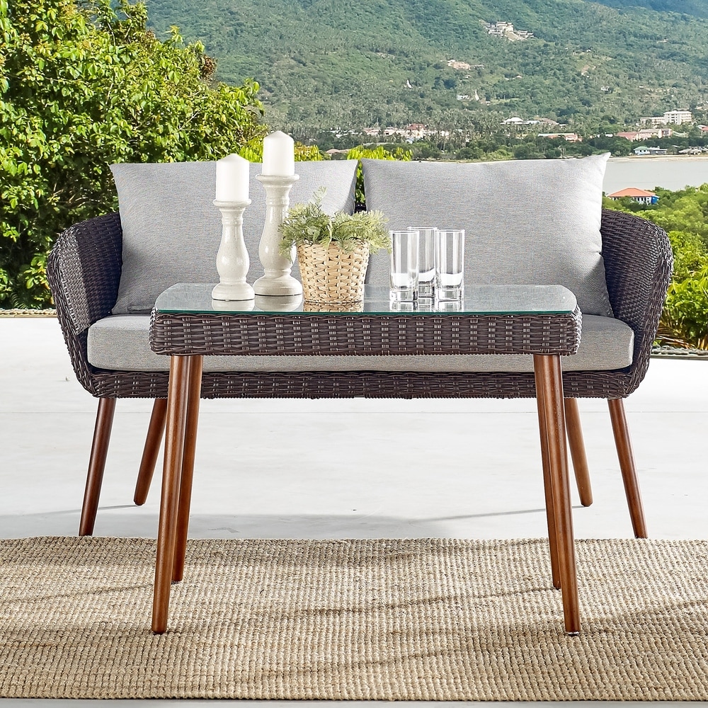 Havenside Homecaluma Outdoor Wicker Tall Glass Top Cocktail Table By Havenside Home Dailymail