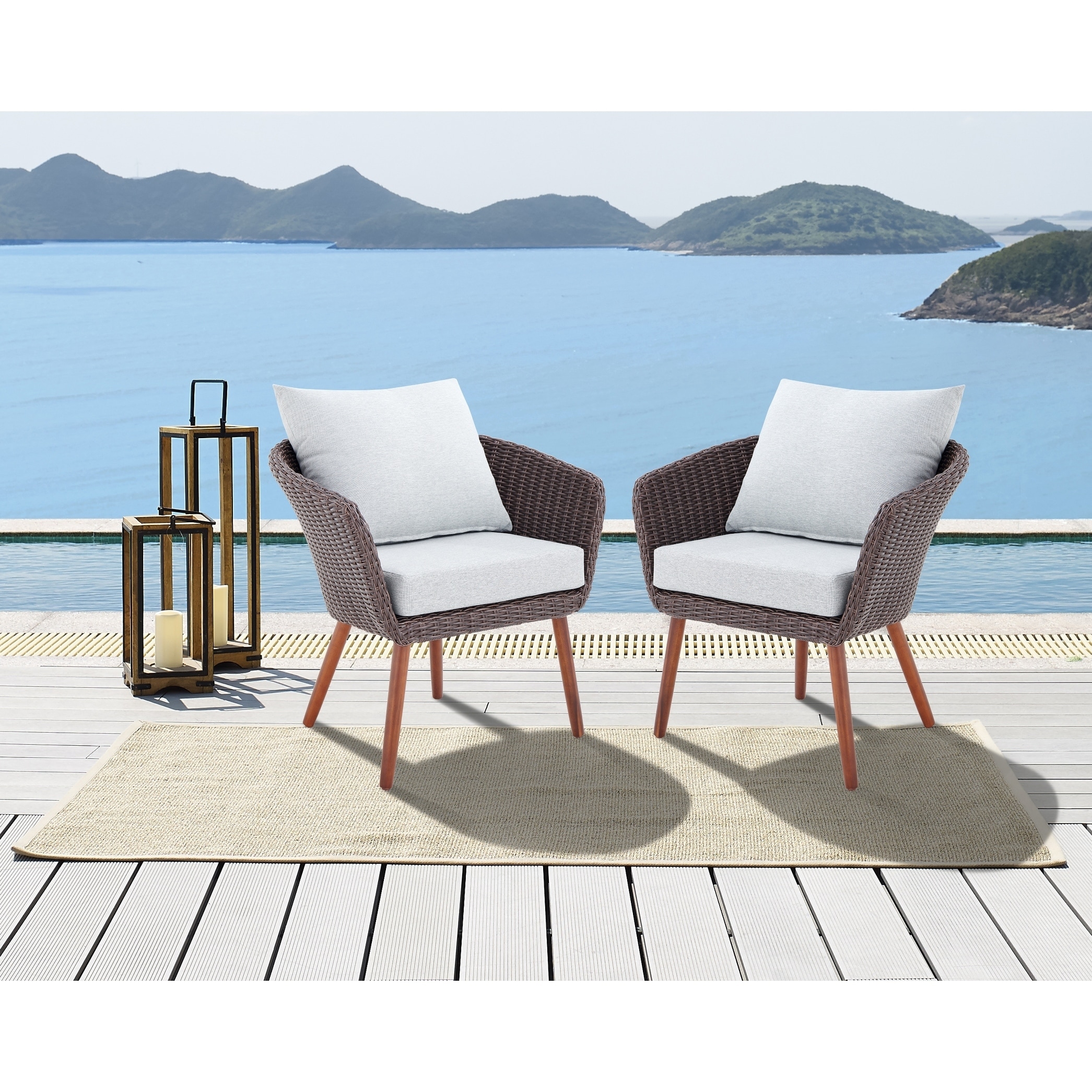 Caluma Brown Wicker Chairs With Cushions Set Of 2 By Havenside Home On Sale Overstock 29422166