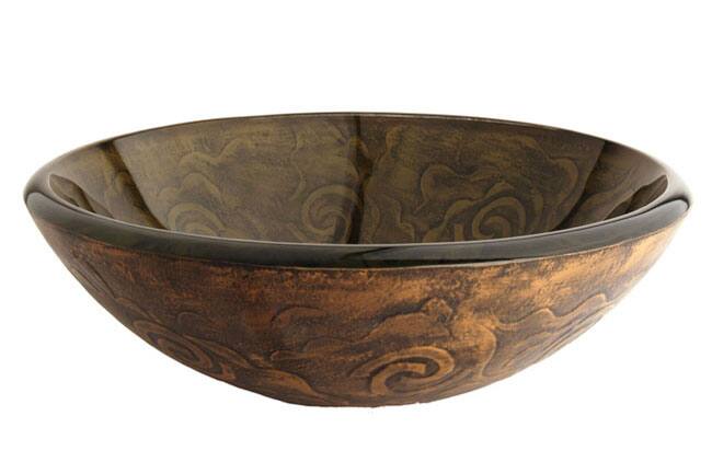 Fontaine Olive Swirls Glass Vessel Sink - Brown