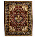 Safavieh Handmade Classic Kerman Burgundy/ Navy Wool Rug - 7'6 x 9'6