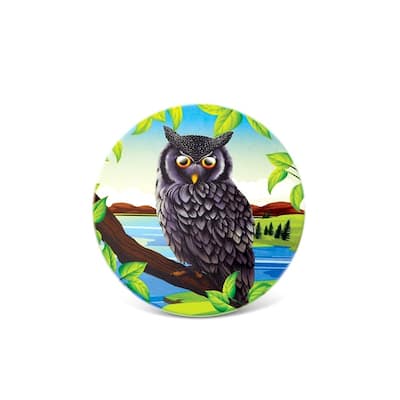CoTa Global - Gray and Blue Owl Ceramic Coaster - Kitchen & Dining - 4 Inches