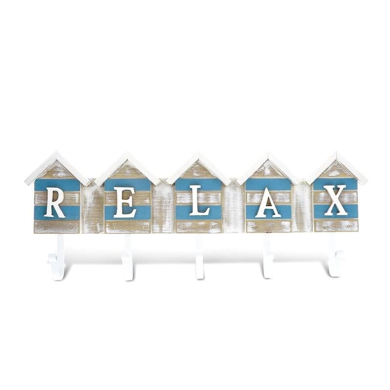 CoTa Global Aqua Sky Relax Beach House 5 Hook Wall Accent - Nautical Decor