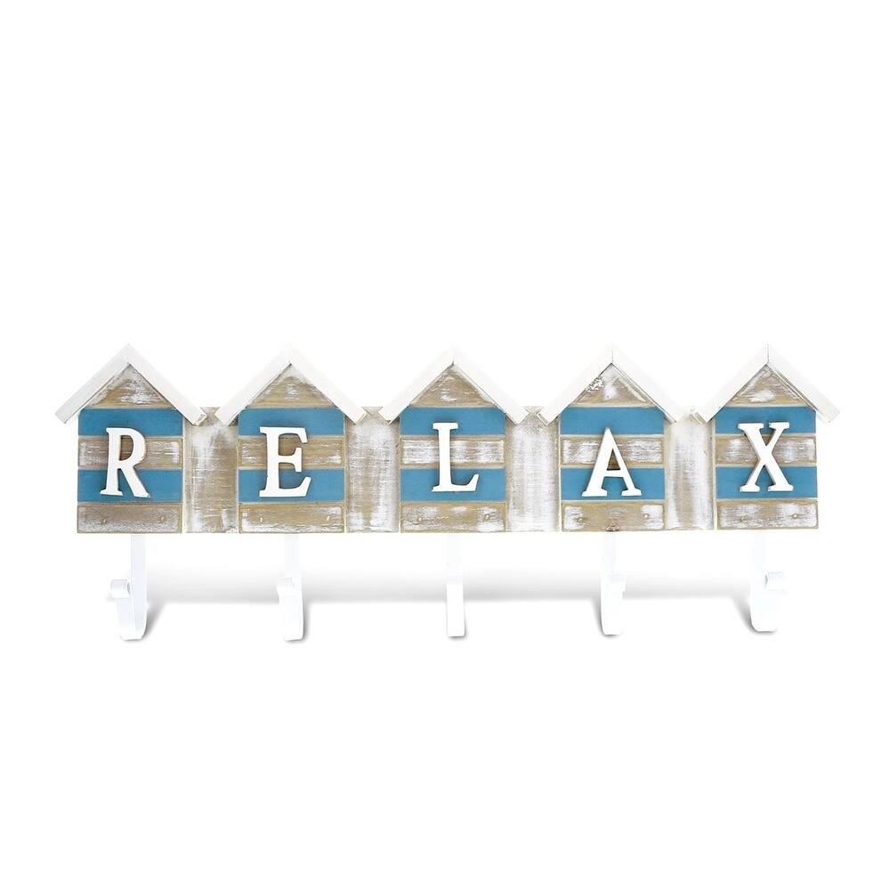 CoTa Global Aqua Sky Relax Beach House 5 Hook Wall Accent - Nautical Decor