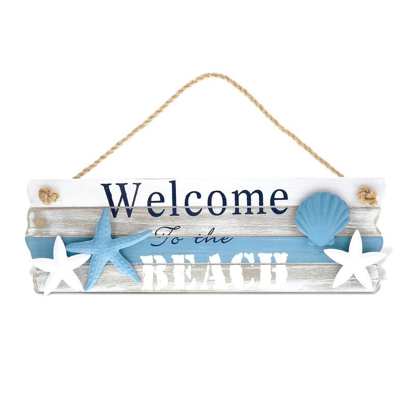 CoTa Global Aqua Sky Welcome to the Beach Sign Wall Accent - Nautical Decor