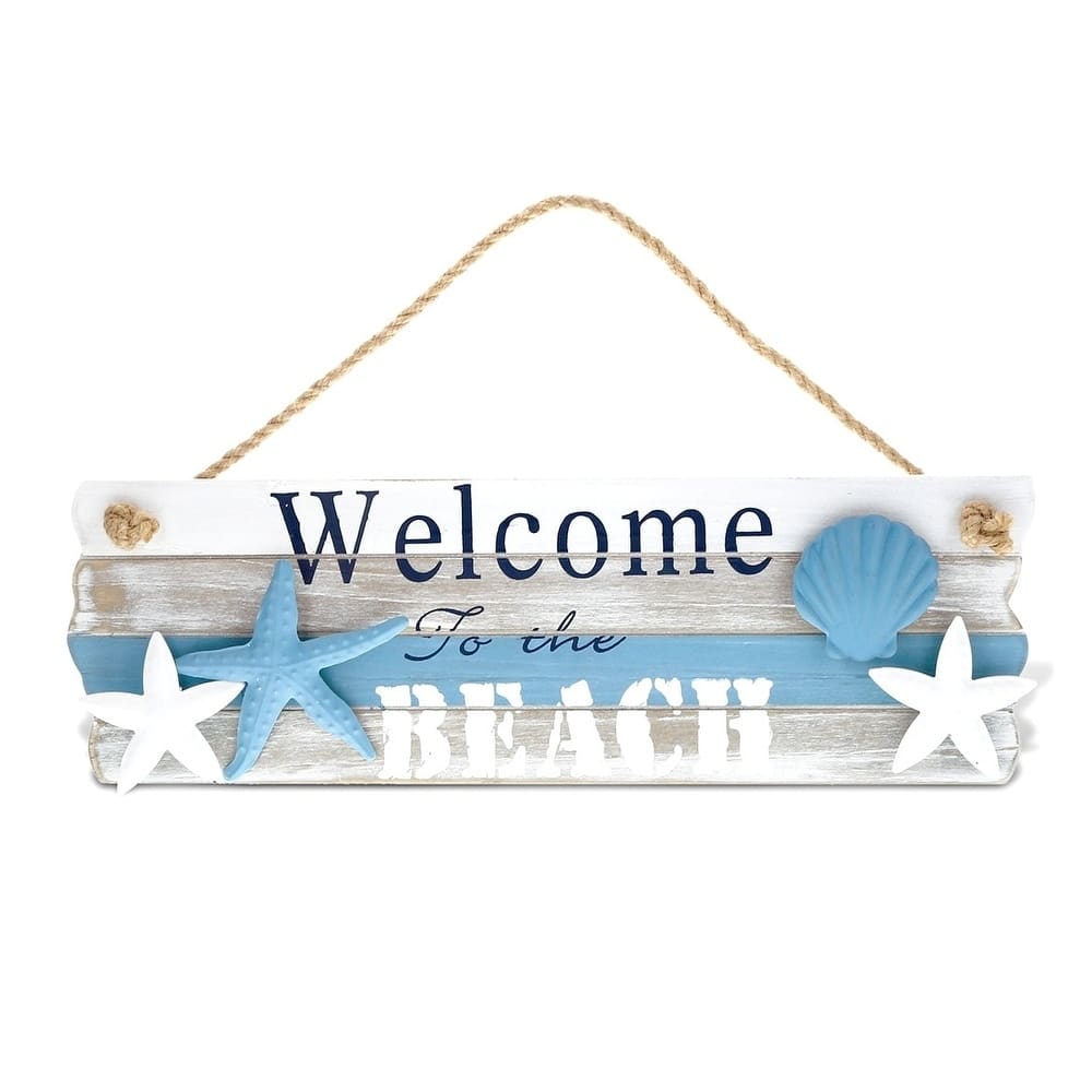 CoTa Global Aqua Sky Welcome to the Beach Sign Wall Accent - Nautical Decor