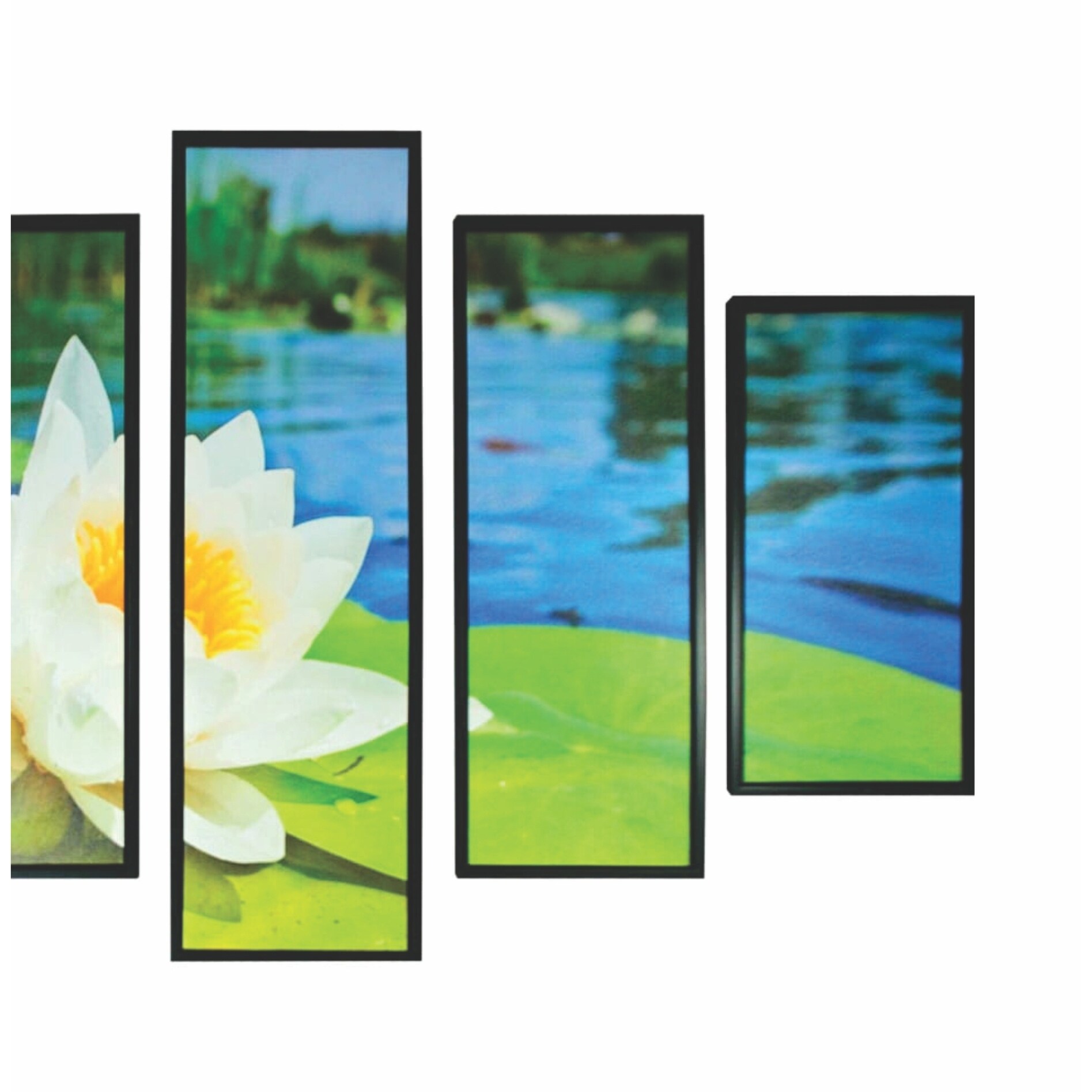 Shop 5 Piece Wood Wall Decor With Lotus Flower And Lake Imprint Multicolor Overstock 29438499