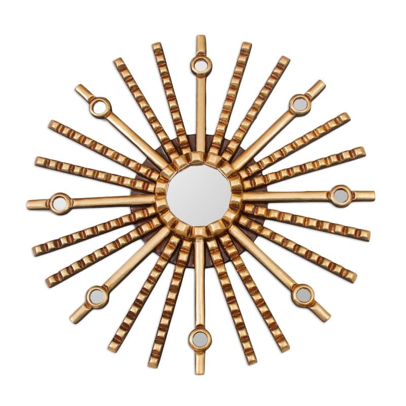 Handmade Andean Sun Bronze Gilded Wood Mirror (Peru)