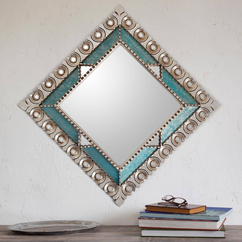 Handmade Colonial Trance Silver Gilded Wood Mirror (Peru)