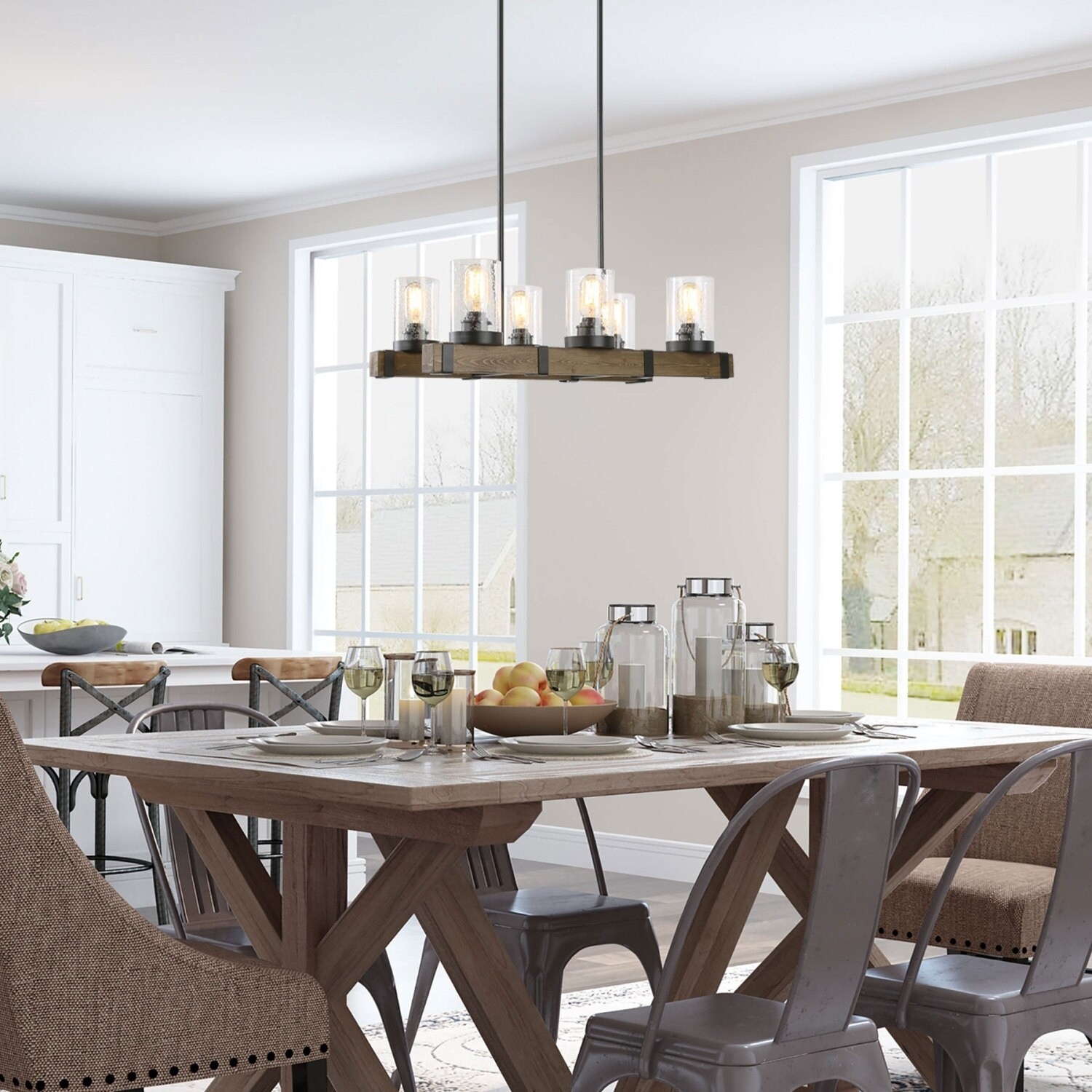 Industrial Pendant Lighting with 6 lights Hanging Ceiling Lighting Fixture - 13.4"L X 25.6"W X 7.5"H (13.4"L X 25.6"W X 7.5"H) - Chandeliers For Bedrooms by Overstock.com