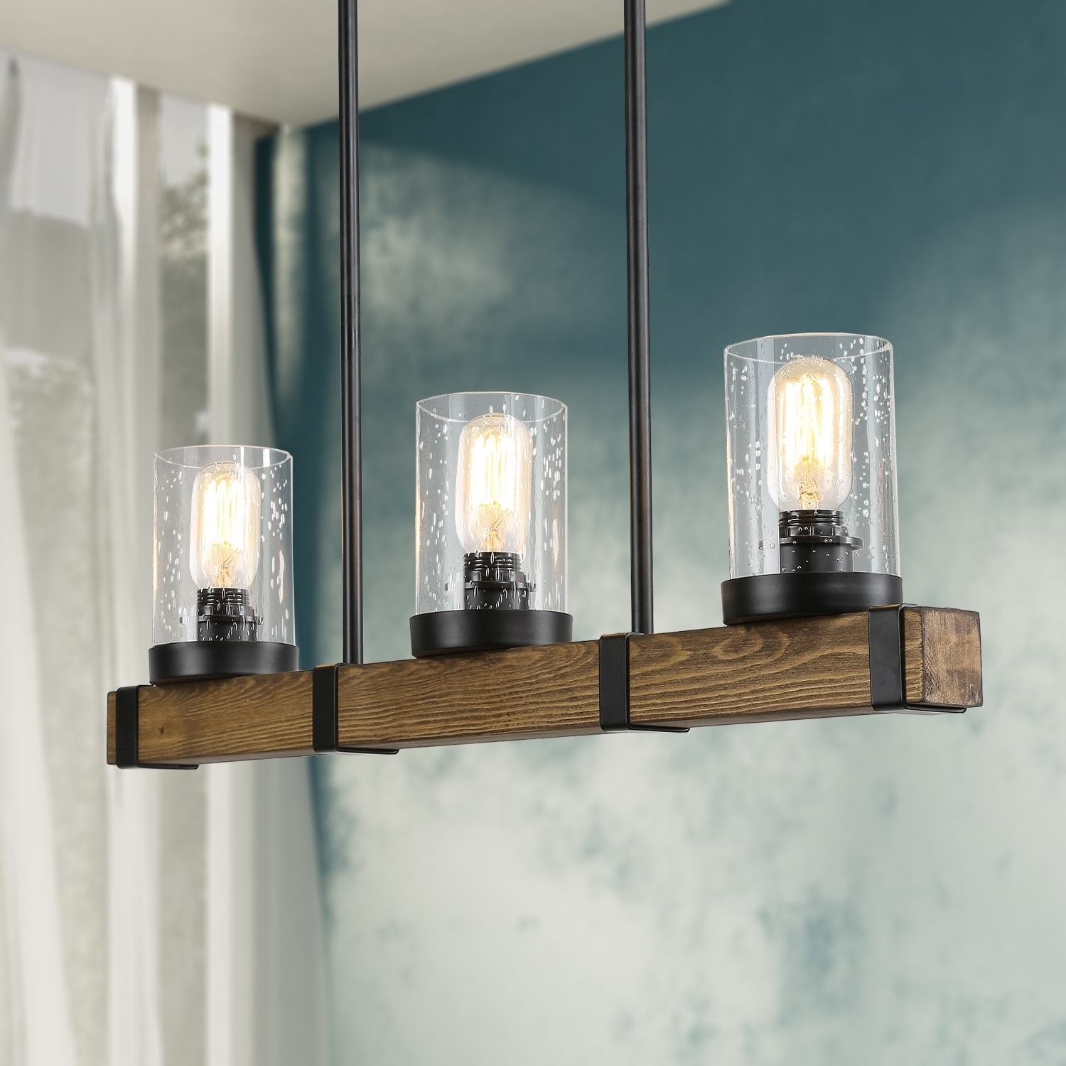 Farmhouse Pendant Lighting with 3 lights Hanging Ceiling Lighting Fixture - L25.6 x W4.7" x H7.5" (L25.6 x W4.7" x H7.5") - Chandeliers For Bedrooms by Overstock.com