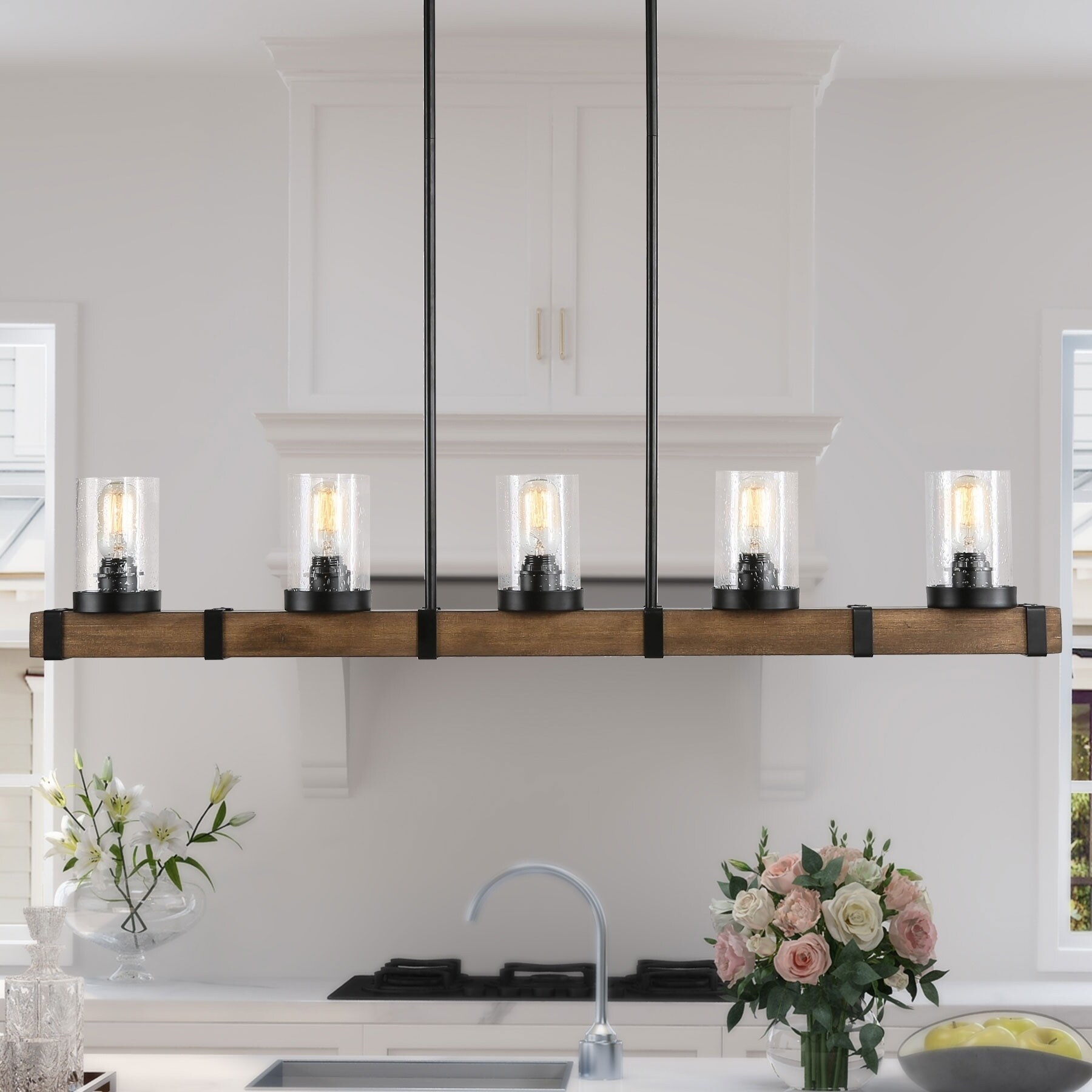 Farmhouse Pendant Lighting with 5 lights Hanging Ceiling Lighting Fixture - L42.9 x W4.7"x H7.5" (L42.9 x W4.7"x H7.5") - Chandeliers For Bedrooms by Overstock.com