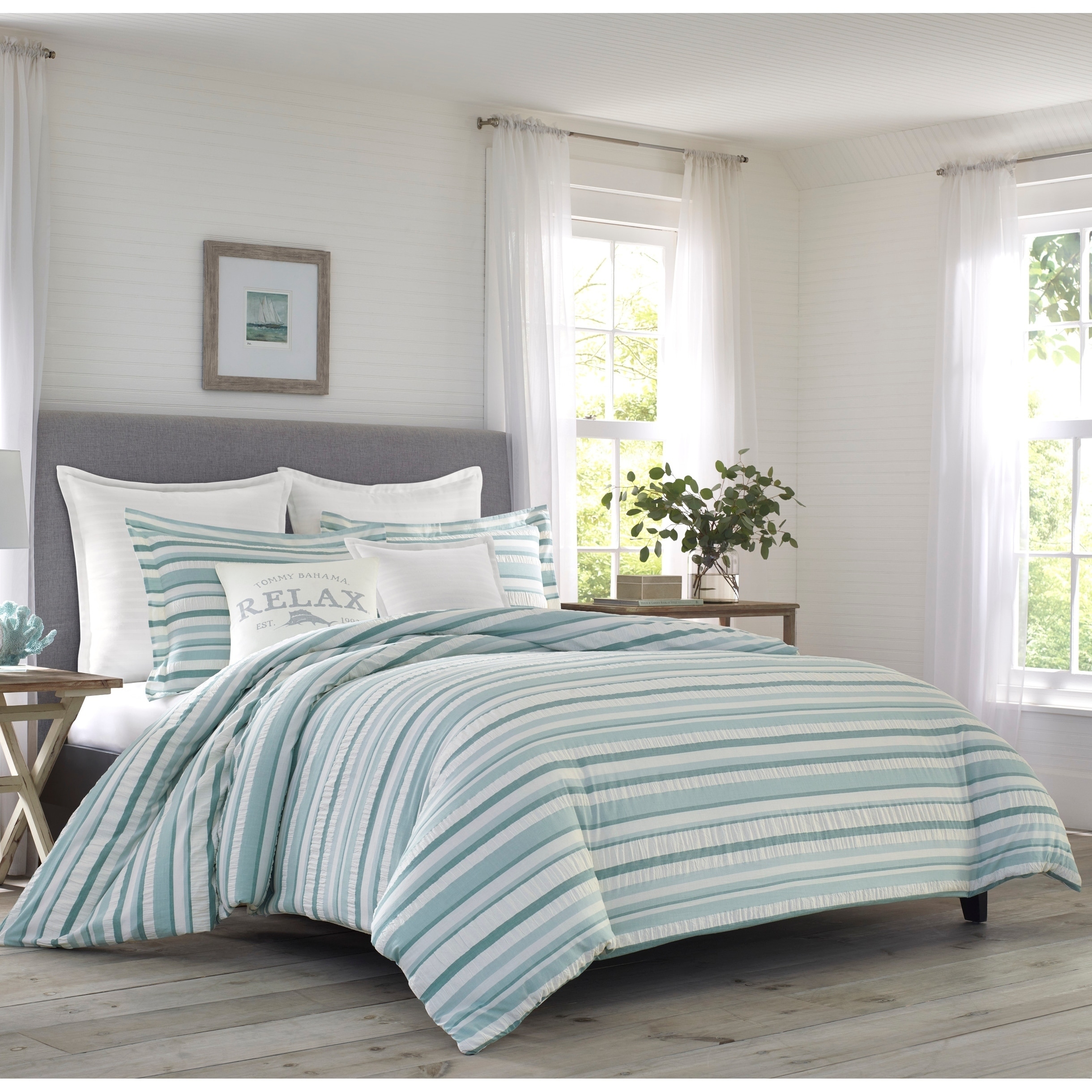 Shop Relax By Tommy Bahama Clearwater Cay Blue Duvet Cover Set