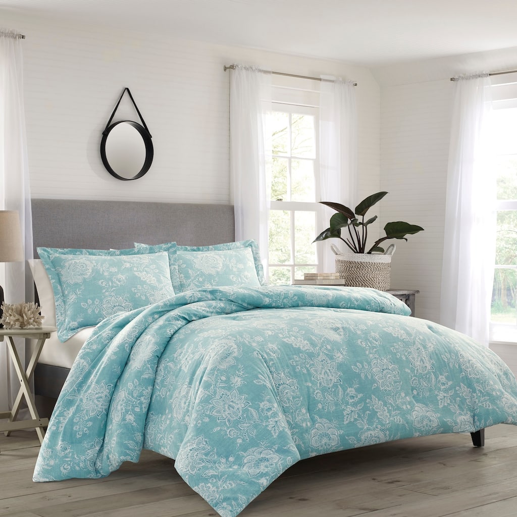 Relax by Tommy Bahama Tidewater Jacobean Aqua Duvet Cover Set