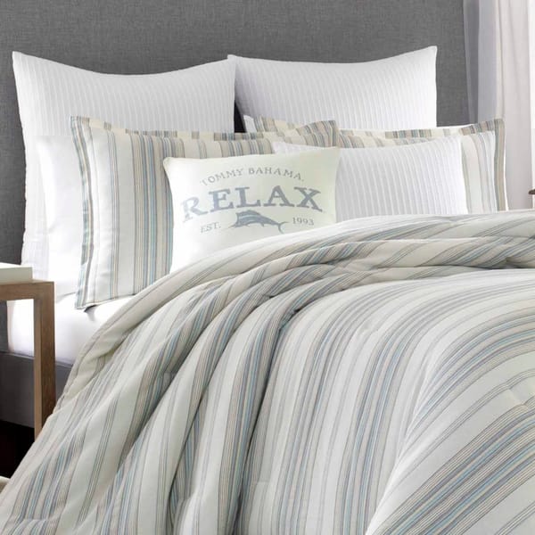 Shop Relax By Tommy Bahama Beachside Stripe Beige Duvet Cover Set On Sale Overstock 29439483