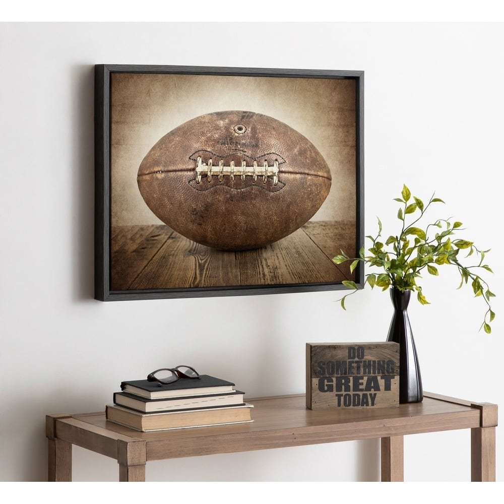 DesignOvation Sylvie Vintage Football Framed Canvas By Shawn St. Peter