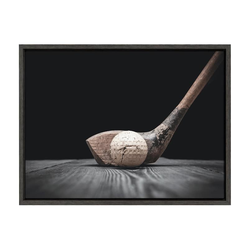 DesignOvation Sylvie Golf Club And Ball Canvas by Shawn St. Peter - 18x24 - Plastic - Grey