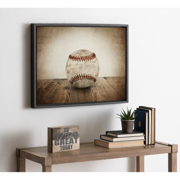 DesignOvation Sylvie Vintage Baseball Framed Canvas by Shawn St. Peter