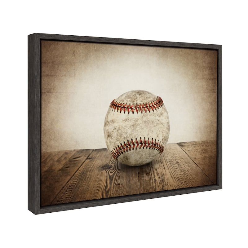 DesignOvation Sylvie Vintage Baseball Framed Canvas by Shawn St. Peter