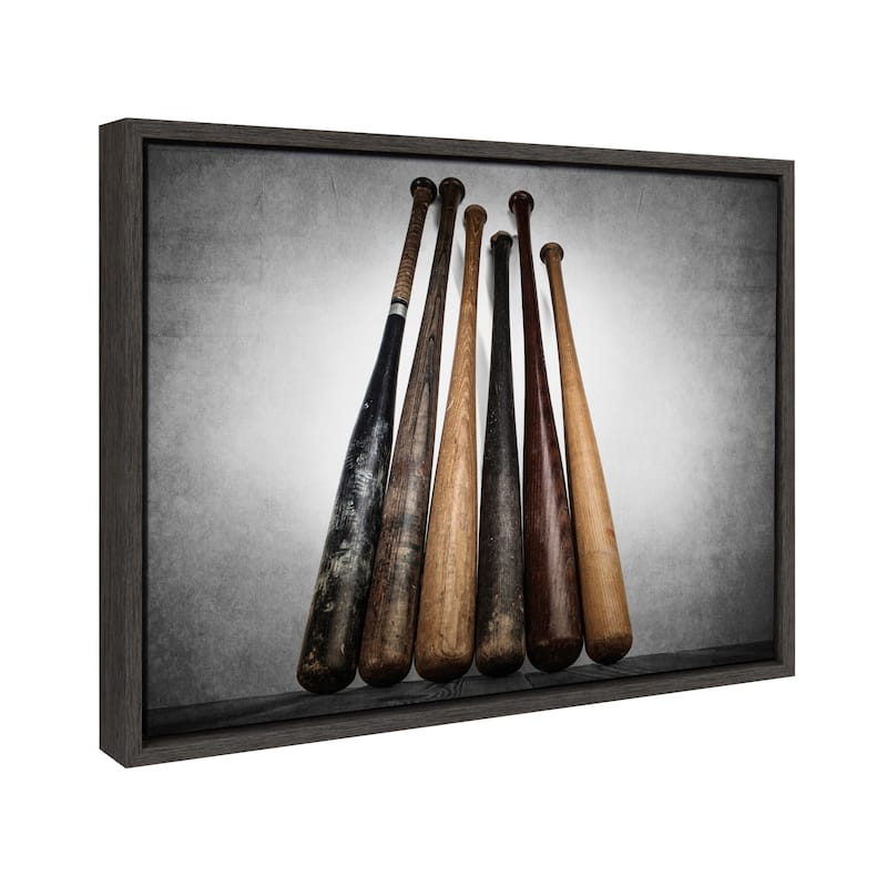 DesignOvation Sylvie Baseball Bats Framed Canvas by Shawn St. Peter
